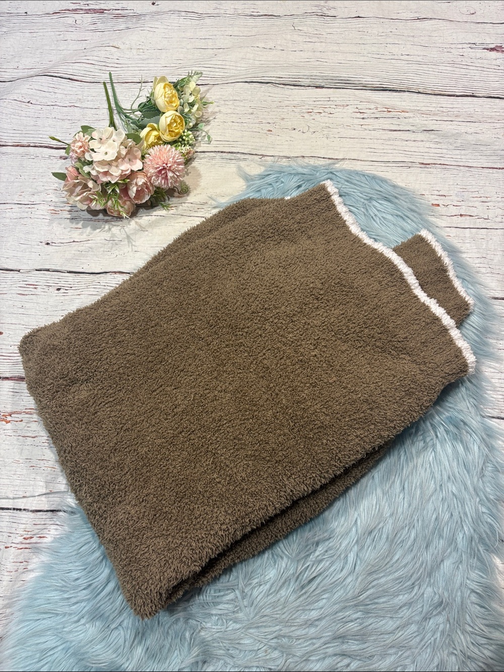 Barefoot Dreams Cozy Chic Camel Stone Throw Blanket